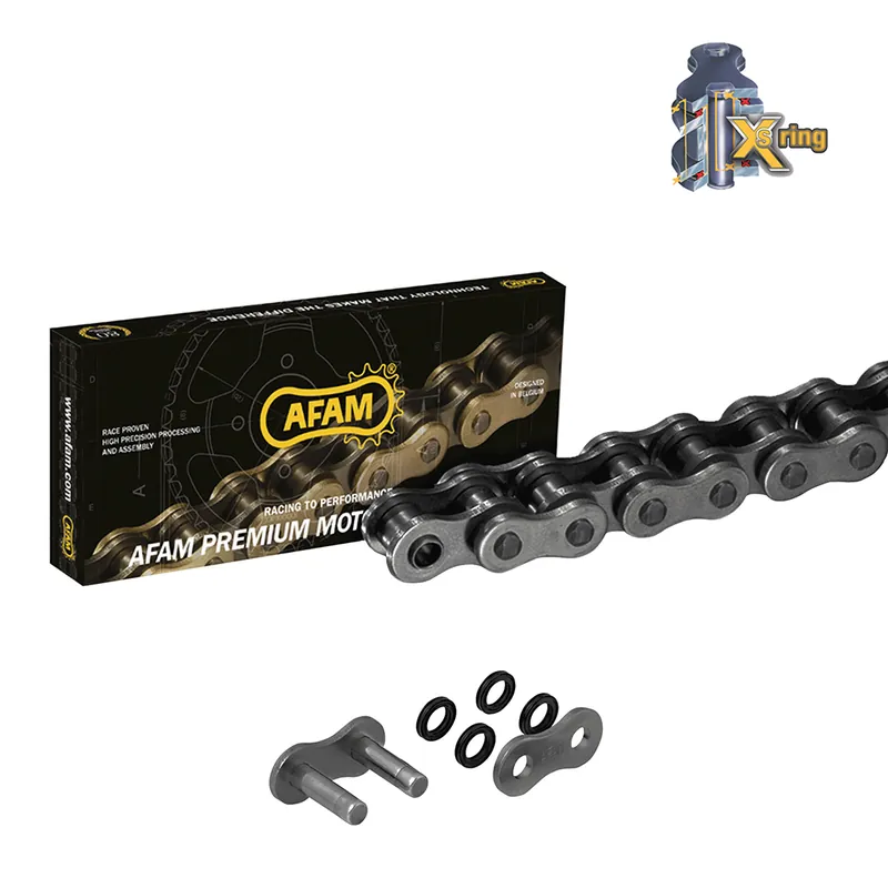 AFAM Kette 520 XMR3 Xs-Ring 124 Verstärkt Plus mit Niet-Schloss A520XMR3 124L Neu Im Sortiment