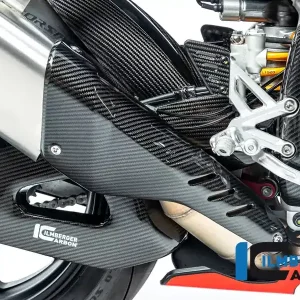 Kostenfreie Lieferung Ilmberger Carbon Auspuffhitzeschutz vorne glanz passend für Aprilia RSV4 / Tuono V4 2021-