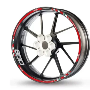 Felgenrandaufkleber rot-weiß passend für 800 ccm Motorräder Neuheit